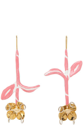 Marni - Pink Flower Drop Earrings | SSENSE