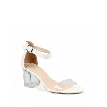 Nature Breeze Clear Heel Women's Chunky High Heel Sandals in White | Walmart (US)