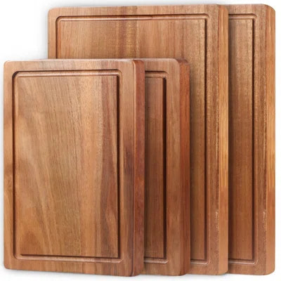 Wood Cutting Boards For Kitchen, Large Cutting Board Set Of 4, Wooden Cutting Boards With Juice Grooves, Chopping Board For Meat, Veggies, Easy Grip H | Wayfair Professional