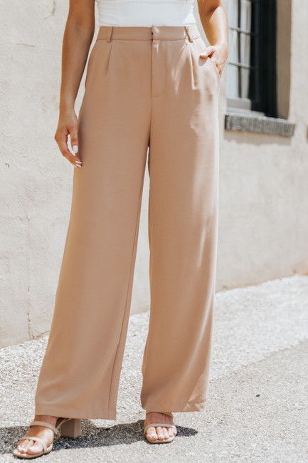 Camilla High Waisted Wide-Leg Camel Dress Pants | Magnolia Boutique