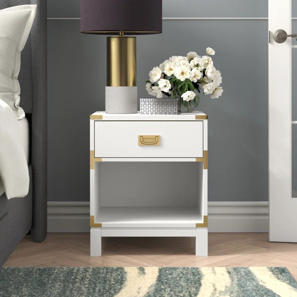 Cassana 1-Drawer Gold Accent Nightstand | Wayfair Professional