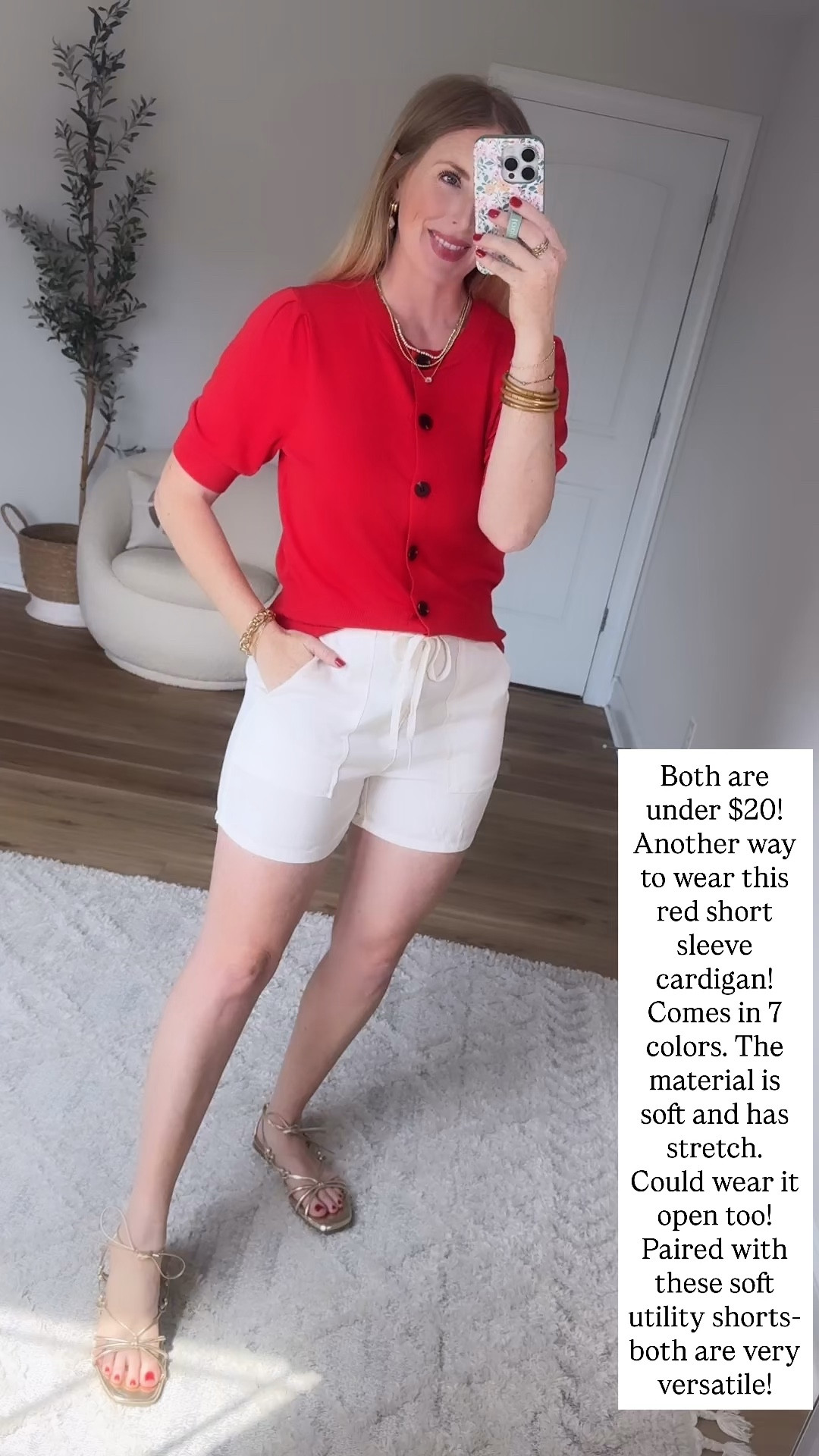 Walmart try on, time and tru, red short sleeve cardigan, white shorts, Walmart style

#LTKootd #LTKmomlife