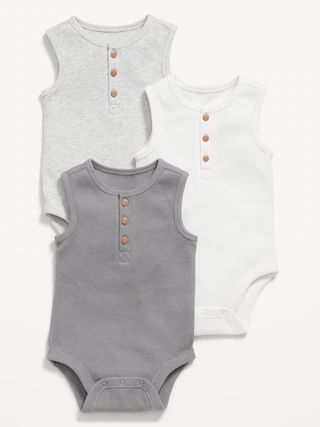 Unisex Sleeveless Henley Bodysuit 3-Pack for Baby | Old Navy (US)