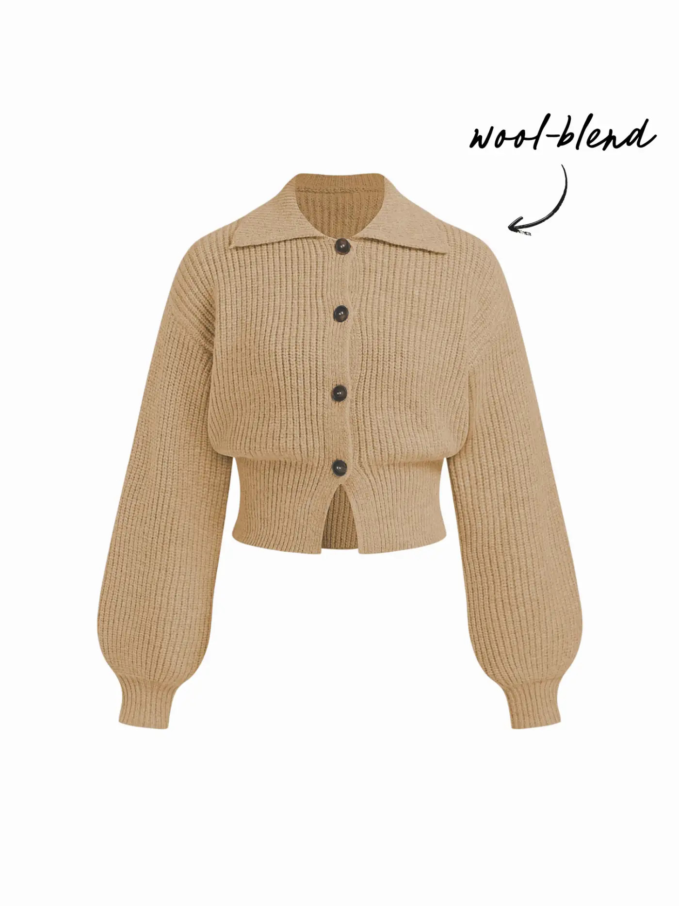 Wool Knit Wool-blend Collar Cinched Waist Cardigan For Daily Casual | Cider