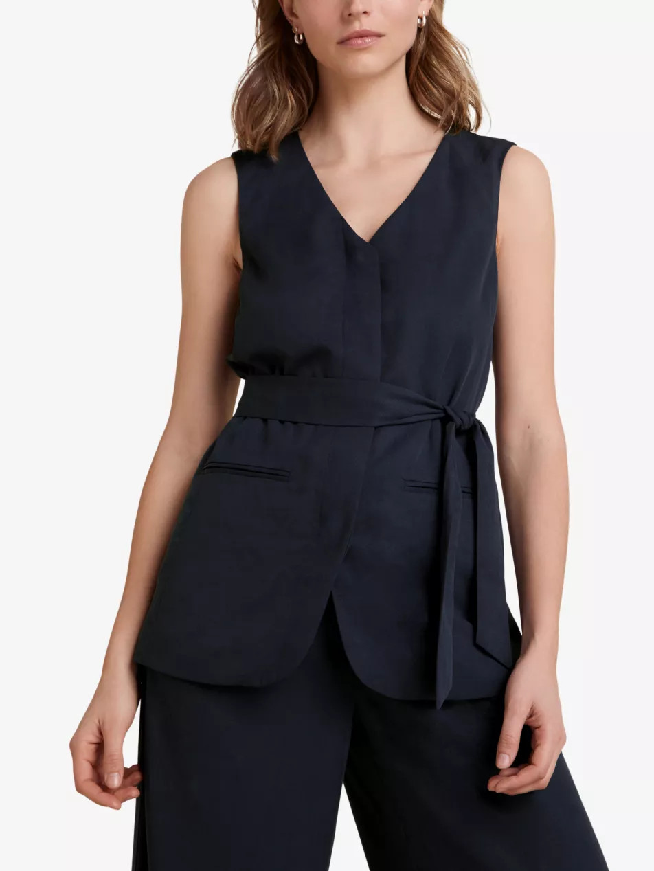 Wrap-tie V-neck linen-blend waistcoat | Selfridges
