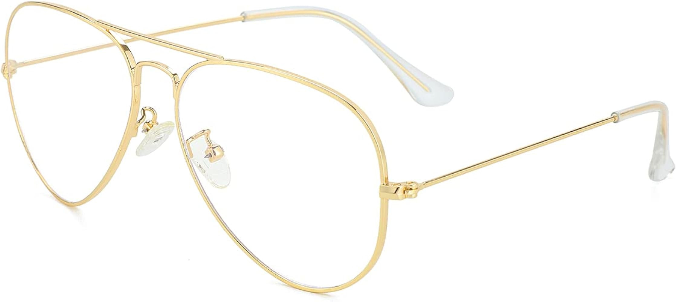 Aviator Clear Lens Glasses for Women Men Non-prescription Eyeglasses Blue Light Blocking Lens Met... | Amazon (US)