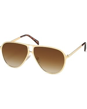 SOJOS Trendy Polarized Aviator Sunglasses Women Men,Retro Style SJ1289,Large | Amazon (US)