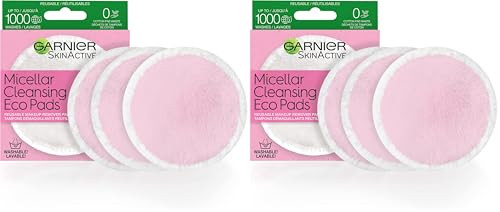 Garnier SkinActive Micellar Cleansing Eco Pads, Reusable, 3 Ultra-soft Microfiber Pads, 1 Count (Packaging May Vary) (Pack of 2) | Amazon (US)
