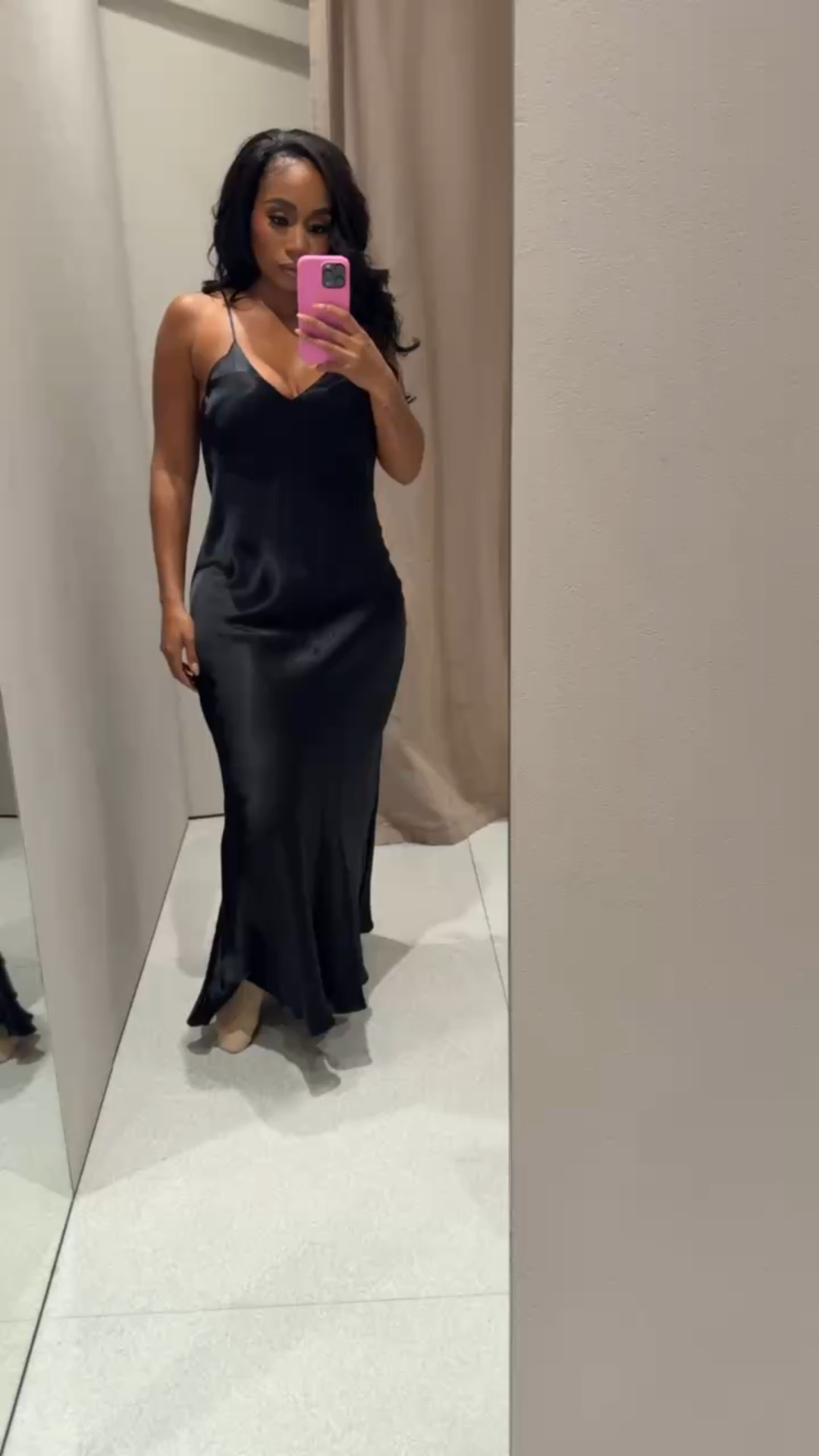 Black satin maxi dress! Simple wardrobe staple piece!

#LTKStyleTip #LTKFindsUnder100