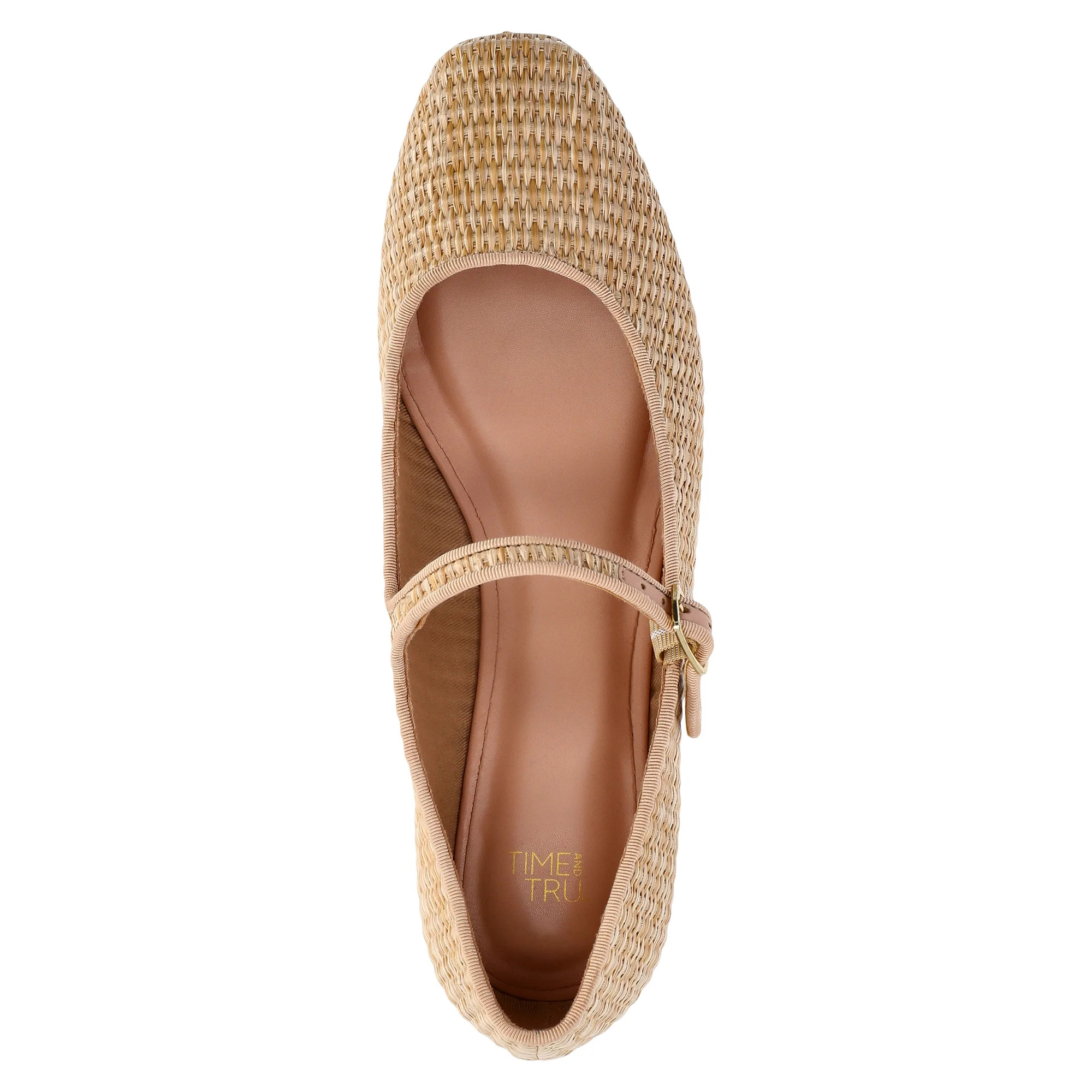 Time and Tru Women's Faux Leather Mary Jane Flats, Wide Width Available | Walmart (US)