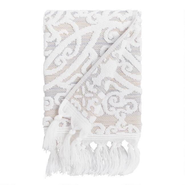 Taupe Medallion Scarlett Sculpted Hand Towel | World Market