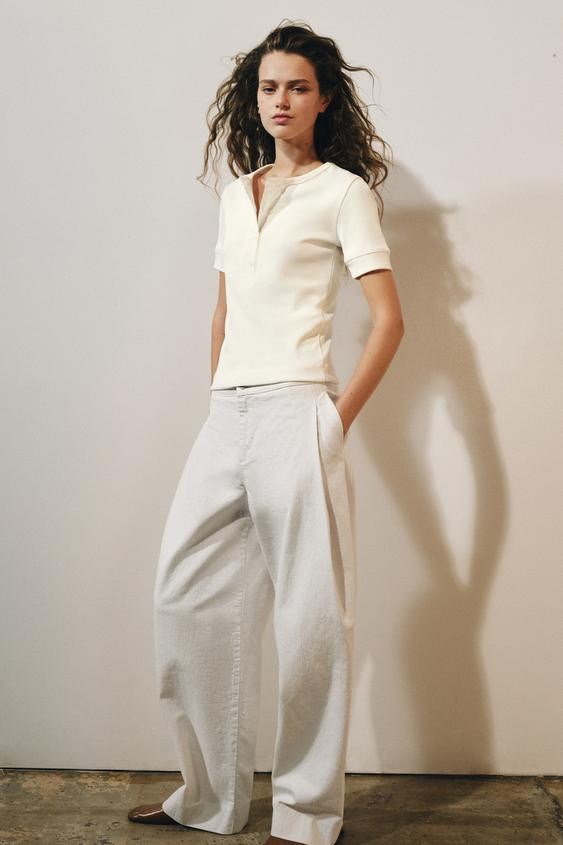 RIBBED BUTTON T-SHIRT | Zara AU