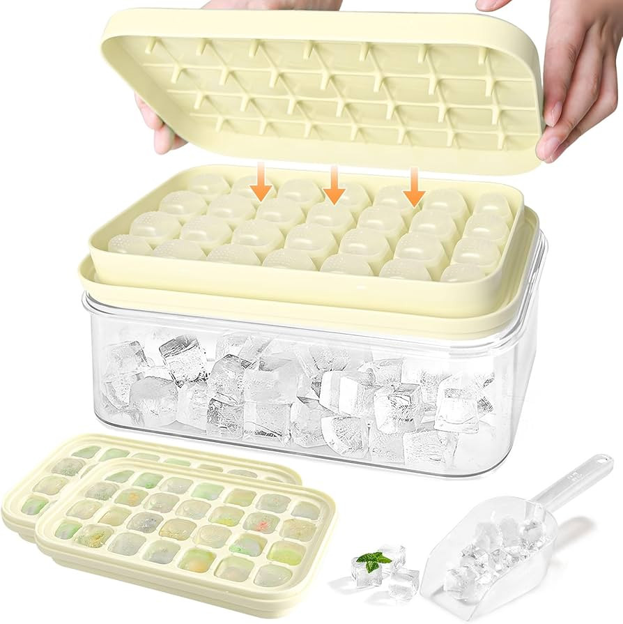 Ice Cube Tray with Lid and Bin, 2 Pack Ice Trays for Freezer, 28X2 Pcs Ice Cube Molds, Ice Cube T... | Amazon (US)