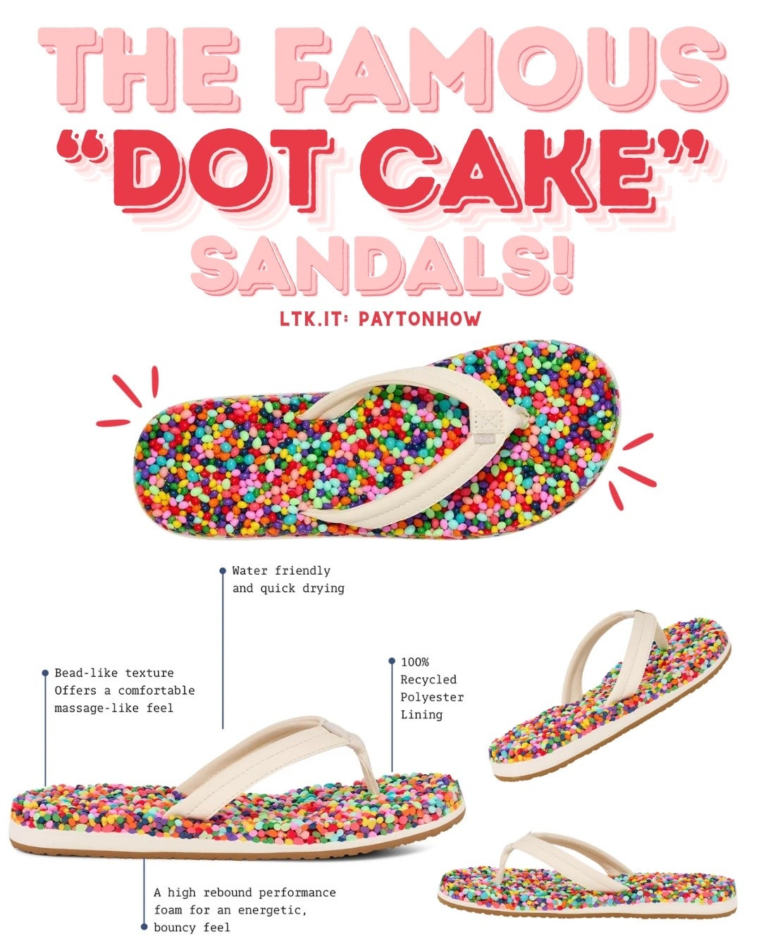 iykyk…😉🧁

These sandals are SO fun (not officially named Dot Cake) but should be, haha! I LOVE the multi-color beads but they have multiple other colors, too 👏🏼

Colorful? YES! Foam soles? YES! Water-friendly? YES! Comfy? YES! Fun? YES! A must for summer all-around 🤌🏼🌞

#dotcakes #colorfulsandals #summersandal #summer #flipflops #fun #funsandals #cutesandals #beach

#LTKootd #LTKSwim #LTKTravel