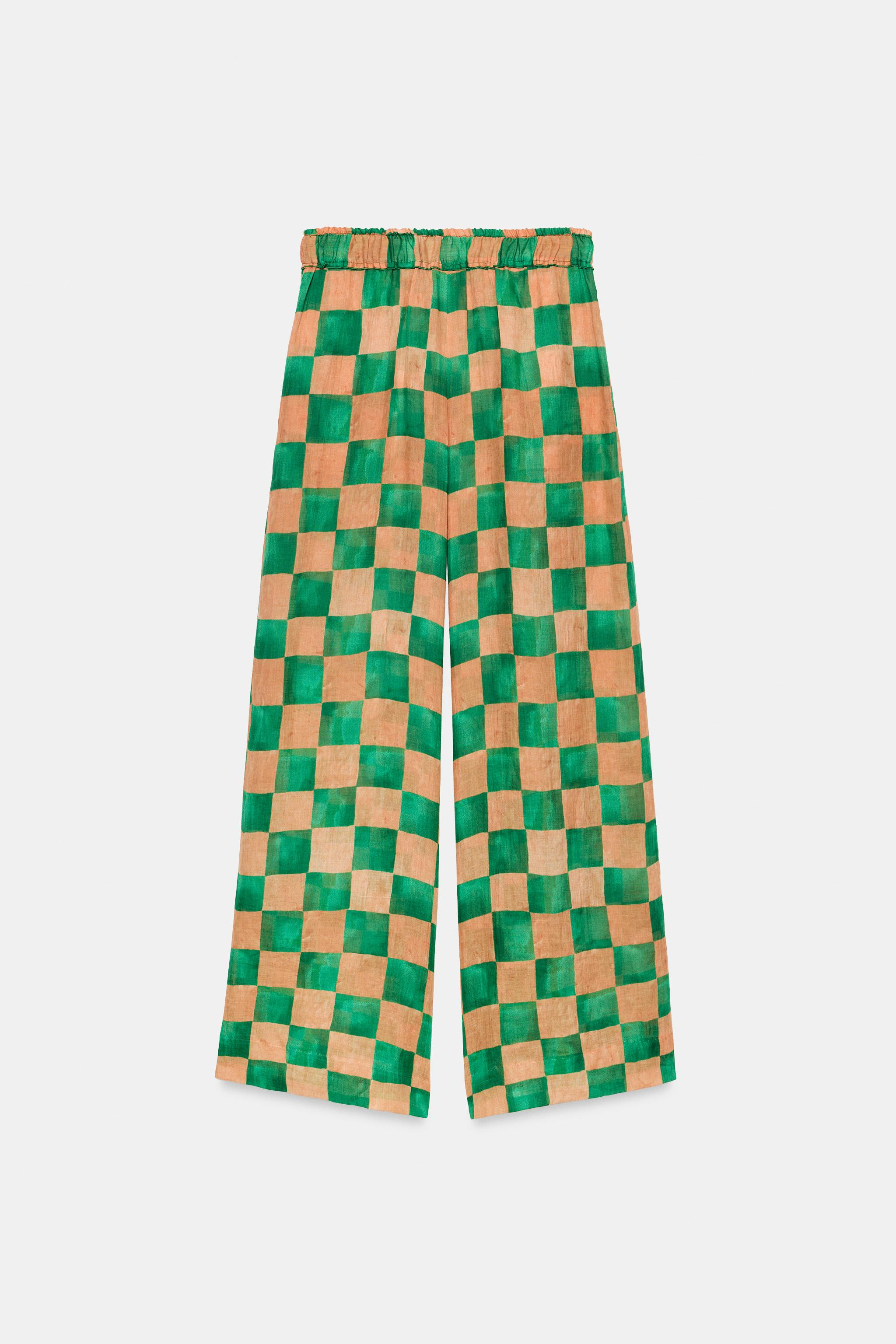 RAMIE PLAID PALAZZO PANTS ZW COLLECTION | Zara Canada