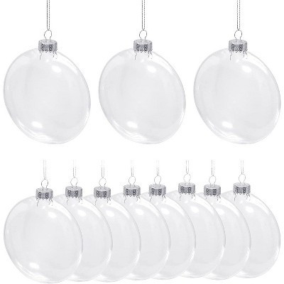 Clear Plastic Flat Fillable Ornaments for Crafts - 12 Pack, 80mm (3.15") Shatterproof Transparent Ornaments for DIY by 4E's Novelty | Target