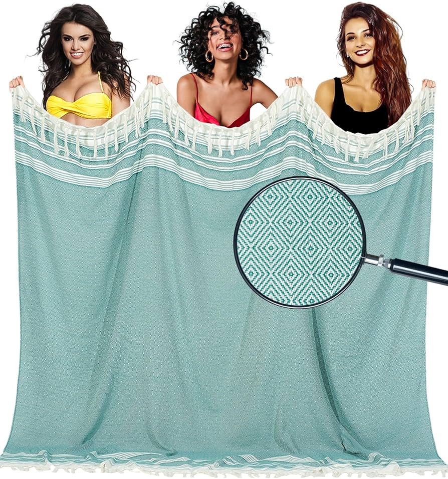 Oversized Turkish Beach Towel Blanket Cotton Giant XL Sandproof Towels Huge Linen XXL Extra Large... | Amazon (US)