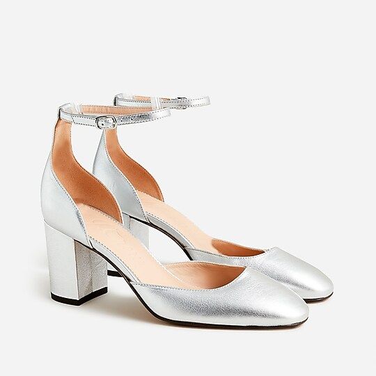 Maisie ankle-strap heels in metallic leather | J.Crew US
