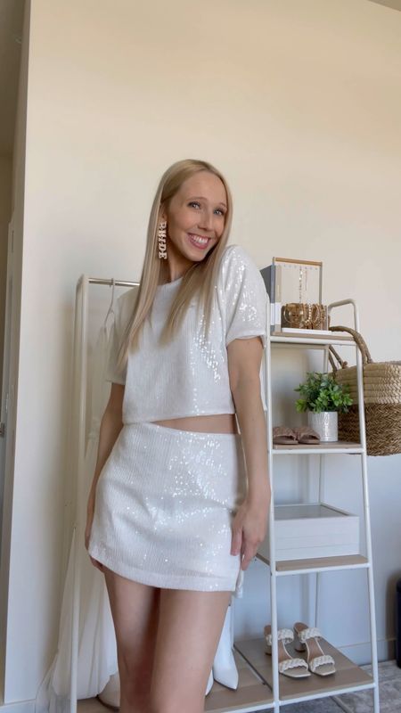 In love with this sparkly two piece set for any brides! Wearing the XS and fits true to size! Would be the perfect bachelorette outfit 💍

Bachelorette dress, bachelorette outfit bride, white two piece set, white sparkly mini skirt, sequin mini skirt, sequin two piece set, bridal outfit, bridal dress #sequinminiskirt #bacheloretteoutfit #taylorswiftconcertoutfit #taylorswiftconcertoutfitidea #bachelorettedress

#LTKstyletip #LTKFind #LTKwedding