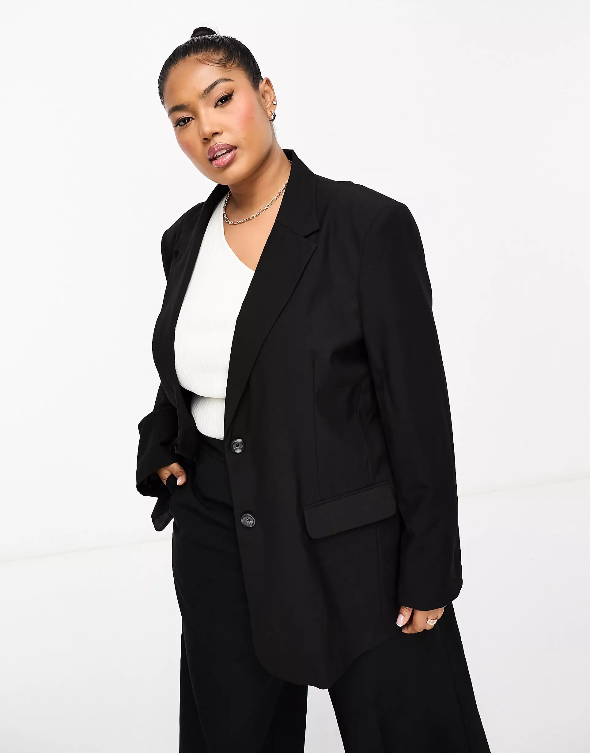 ASOS DESIGN Curve Mix & Match slim boy suit blazer in black | ASOS (Global)