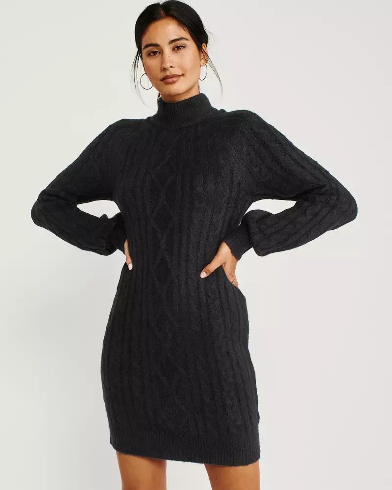 Cable Mock Neck Sweater Dress | Abercrombie & Fitch US & UK