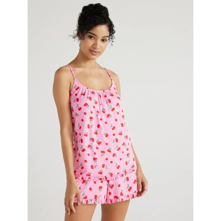 Joyspun Women's Knit Camisole and Shorts Pajama Set, 2-Piece, Sizes S to 3X | Walmart (US)