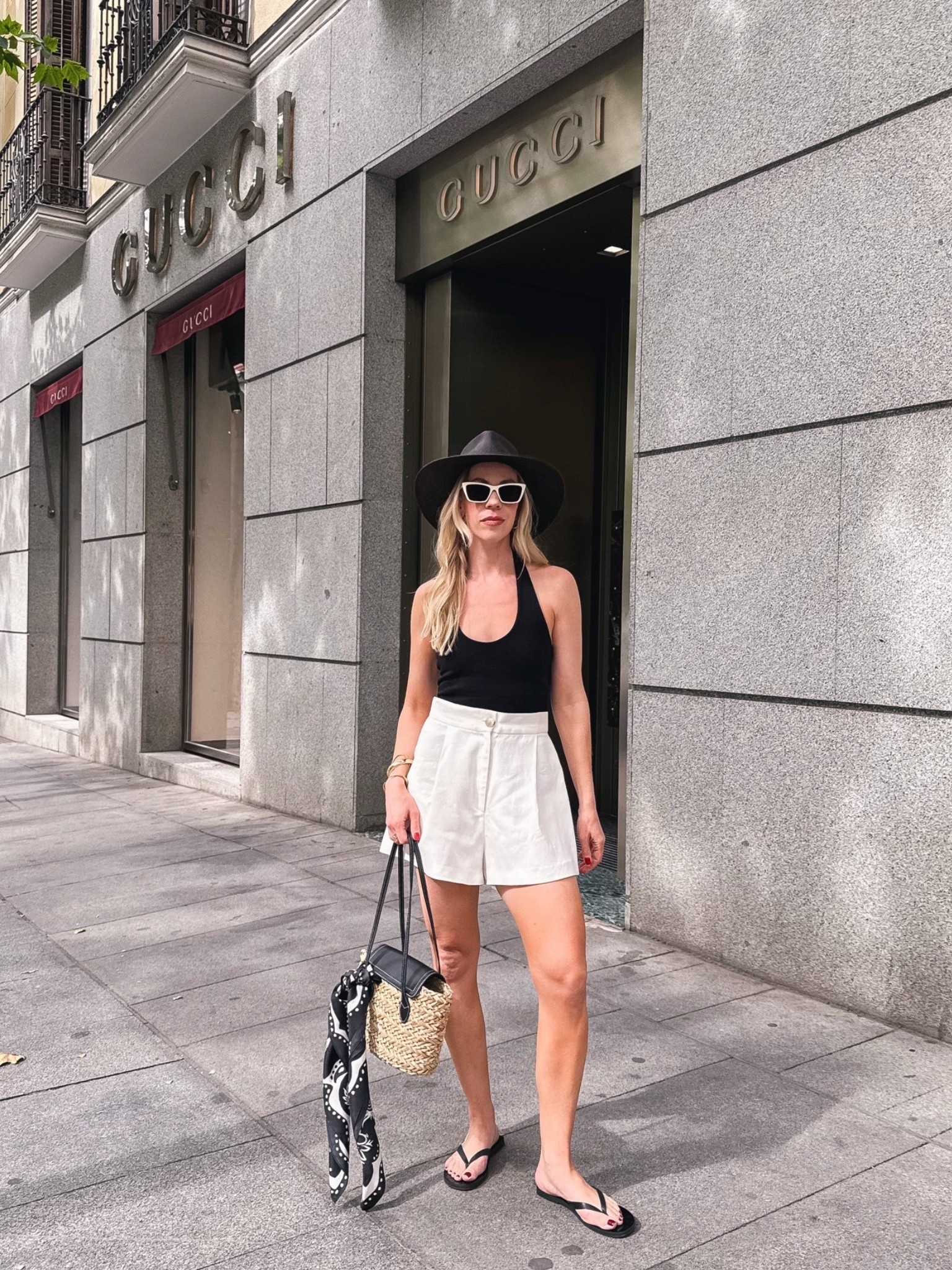 European vacation look, beach vacation, summer travel style, @Zara black halter top, white linen shorts, @Madewell leather thong sandals

#LTKTravel #LTKSaleAlert #LTKSeasonal