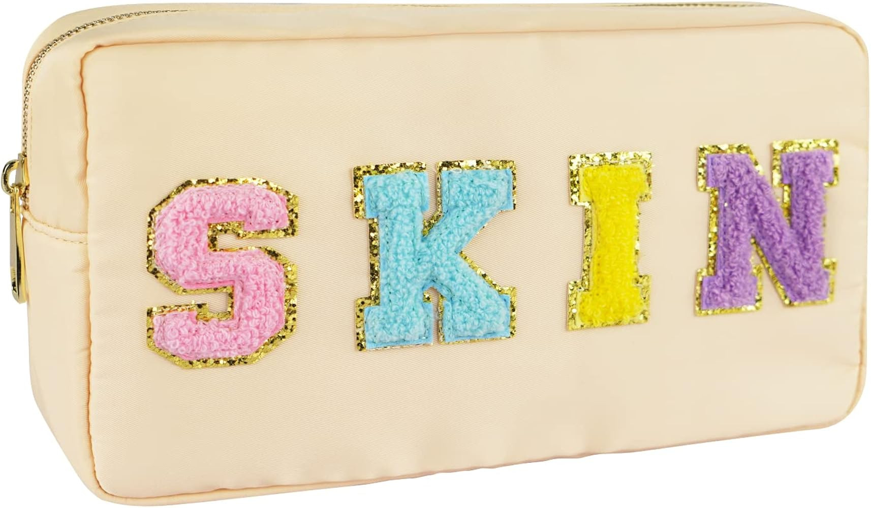 Preppy Patch Makeup Bag-Nylon Cosmetic Preppy Makeup Stuff Bag with Zipper-Varsity Stoney Clover ... | Amazon (US)