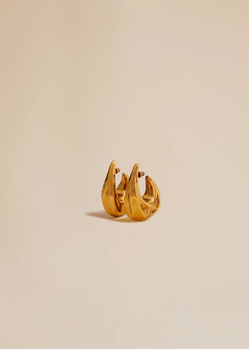 The Medium Olivia Hoop Earrings in Antique Gold | Khaite