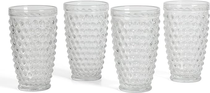 MARTHA STEWART Chauncey 4-Pack 14.3 oz Hobnail Handmade Glass Tumbler - Clear | Amazon (US)
