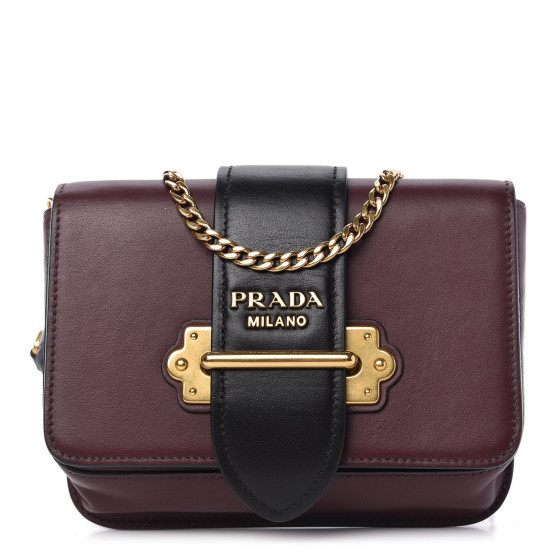 PRADA City Calf Cahier Belt Bag Granato Black | Fashionphile