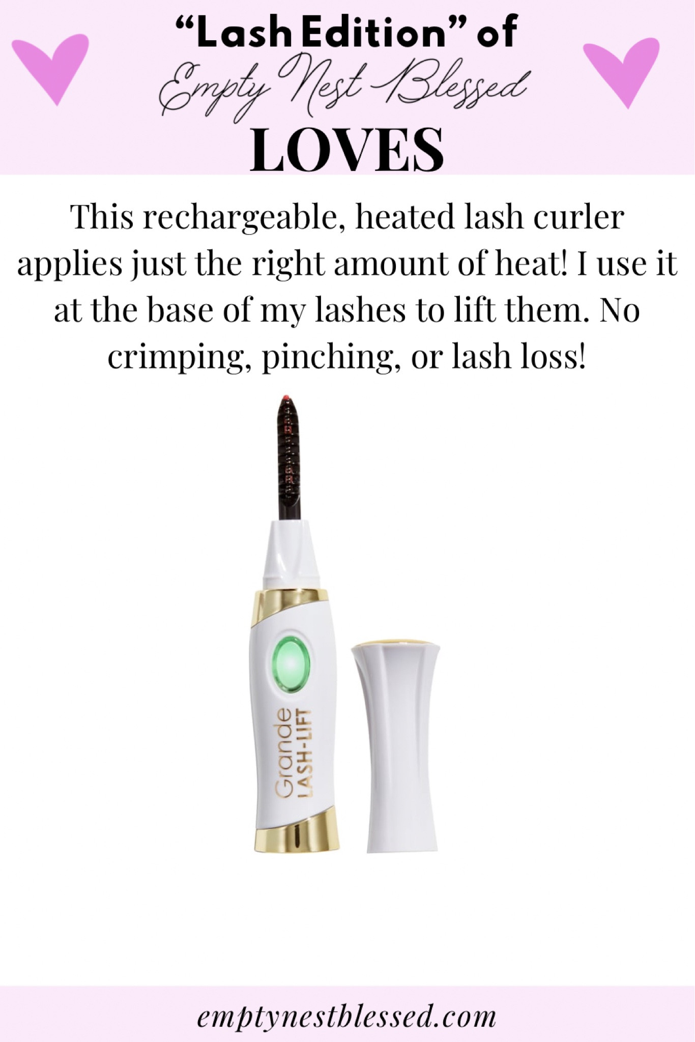 Lash Edition of ENB Loves 💗💗💗
This rechargeable, heated lash curler applies just the right amount of heat! I use it at the base of my lashes to lift them. No crimping, pinching, or lash loss! 

#LTKFindsUnder50 #LTKBeauty