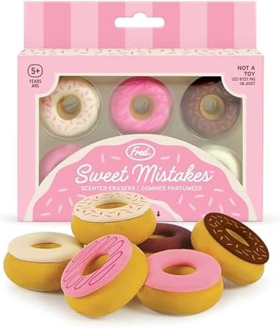 Genuine Fred Sweet Mistakes Donut Erasers, Set of 6, Vanilla Scented, Fun for School, Home, or Of... | Amazon (US)