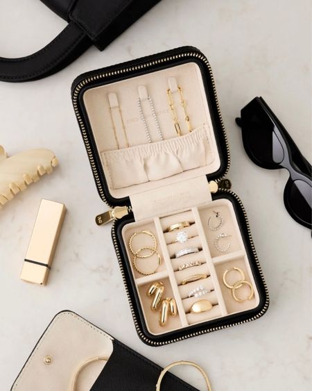 Love this mini jewelry case—designed to keep you organized and stylish wherever you go. With its anti-tarnish microsuede lining and removable leather pouch to accommodate a quick grab-and-go from your hoops to your bangles. It’s everything you need to keep your jewelry pieces safe and sparkling.

Jewelry box, jewelry case, travel essential, travel must have, The Stylizt 



#LTKstyletip #LTKwedding #LTKtravel