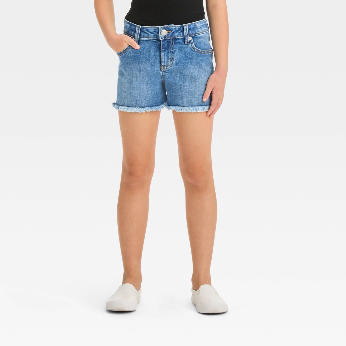Girls' Cut-Off Mid-Rise Jean Shorts - Cat & Jack™ | Target