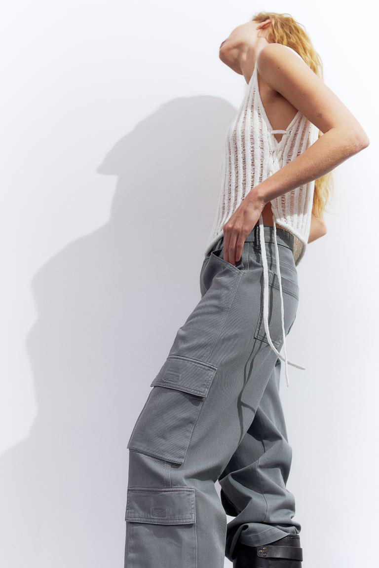 Twill Cargo Pants - Khaki green - Ladies | H&M US | H&M (US + CA)