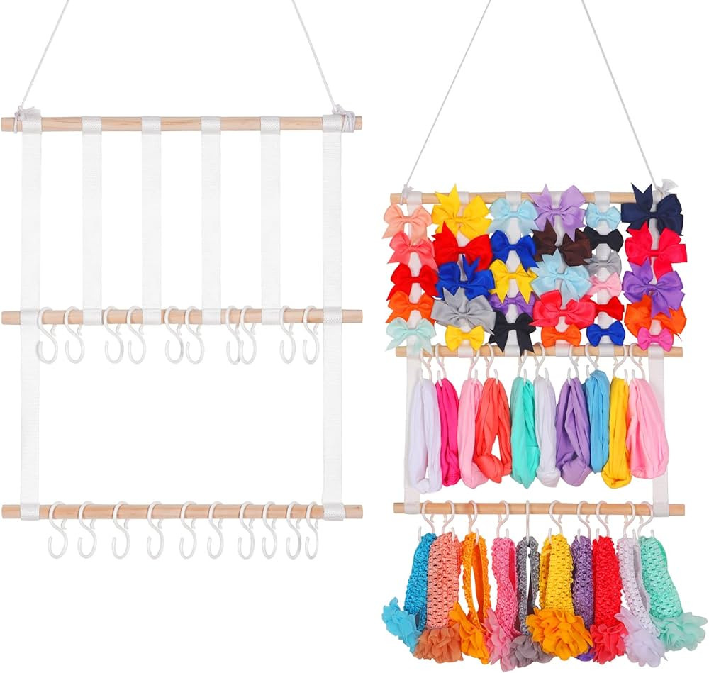 FEBSNOW Headband Holder for Baby Girl Large Capacity Hair Clips Bows Storage Organizer for Girls ... | Amazon (US)