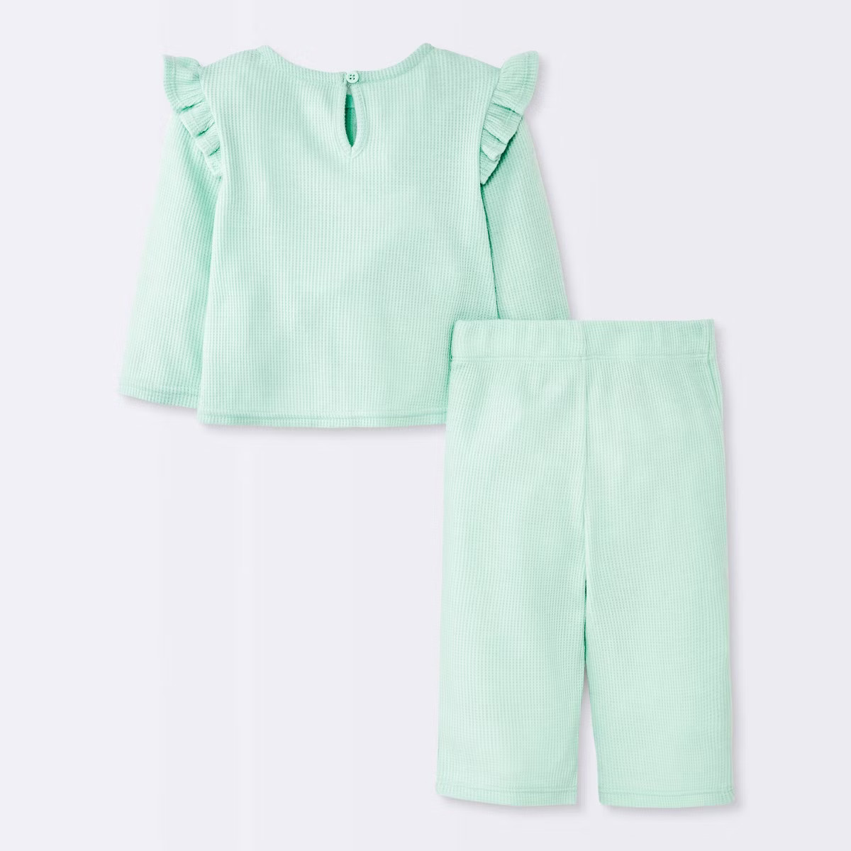 Baby Girls' 2pc Cloud Flutter Waffle Sweatshirt and Pull-On Pants Set - Cloud Island™ Green | Target