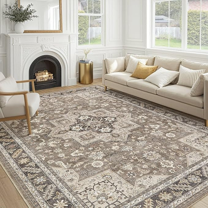 Vintage Living Room Area Rug 5x7 - Large Soft Washable Oriental Traditional Distressed Farmhouse ... | Amazon (US)