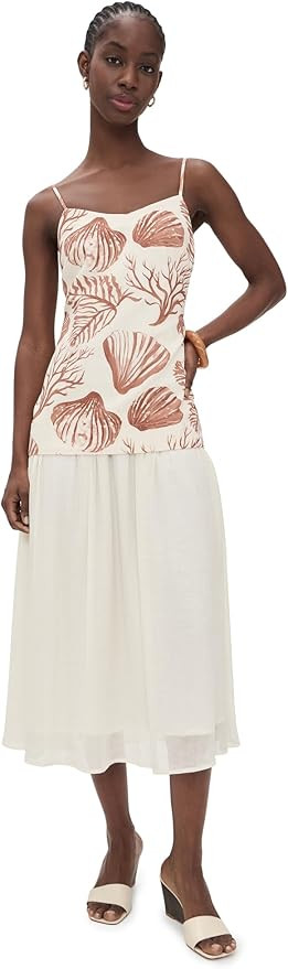 MOON RIVER Women's Spaghetti Strap Seashell Midi Dress | Amazon (US)