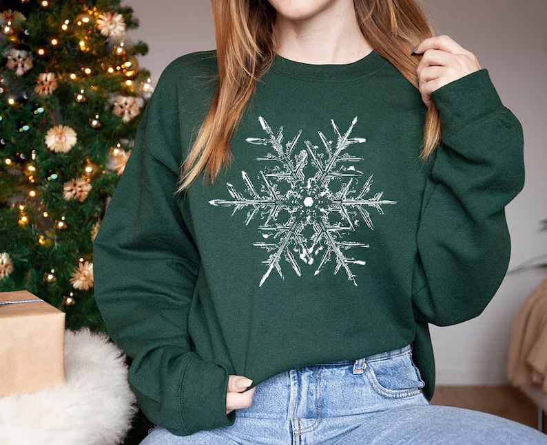 Snowflake Sweatshirt, Holiday sweater, Matching Christmas Sweater, Family Christmas Shirts,Snowfl... | Etsy (US)