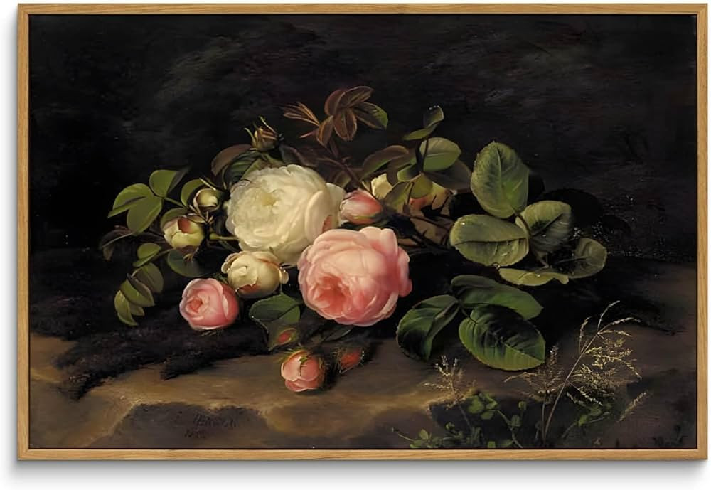 WITCOLOR Framed Canvas Wall Art, 16×24in Vintage Wall Art Decor for Living Room Retro Nature Flo... | Amazon (US)