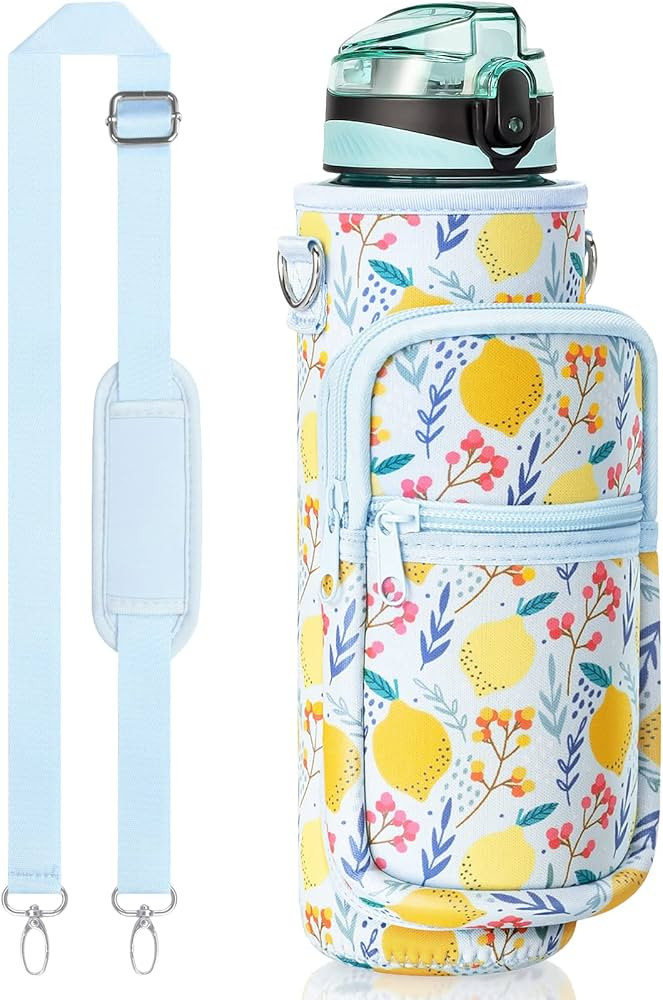 Fimibuke 32 oz Water Bottle with Sleeve - BPA Free Leakproof Sport Large 1L Plastic Motivational ... | Amazon (US)