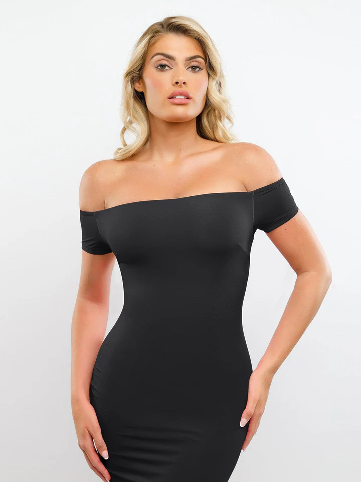 Built-In Shapewear Off Shoulder Maxi Dress | Popilush | Popilush