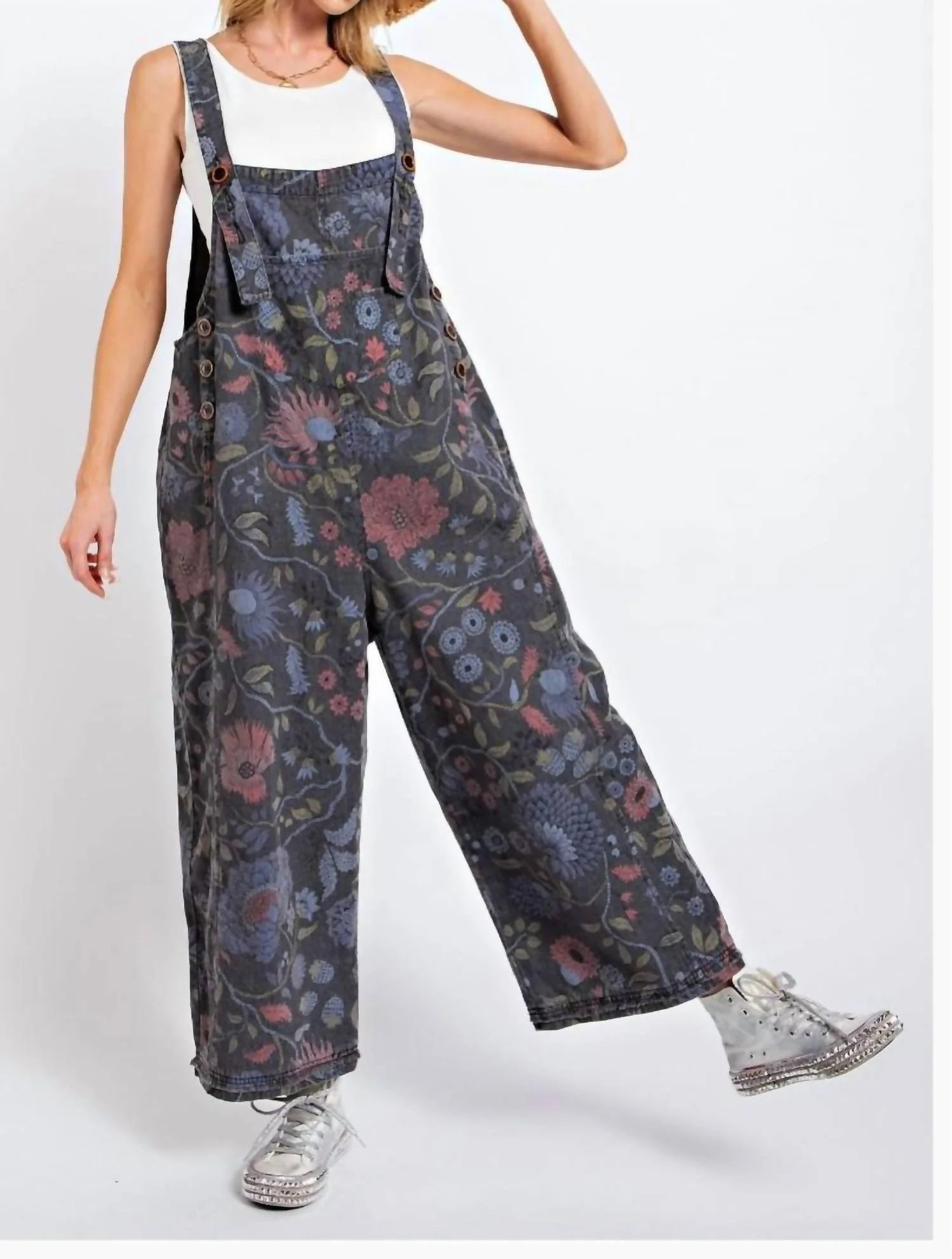 Washed Printed Jumpsuit In Black | Shop Simon