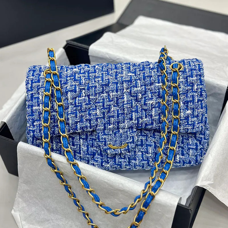 Tweed Tricolor Double Flap Women Shoulder Bag Patchwork Leather Quilted Luxury Handbag Woven Adju... | DHGate