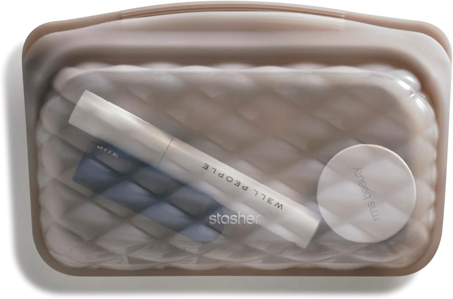 Stasher Premium Silicone Reusable Makeup Touch-Up Bag, Taupe, Beauty & Travel Toiletry Bag, Stora... | Amazon (US)