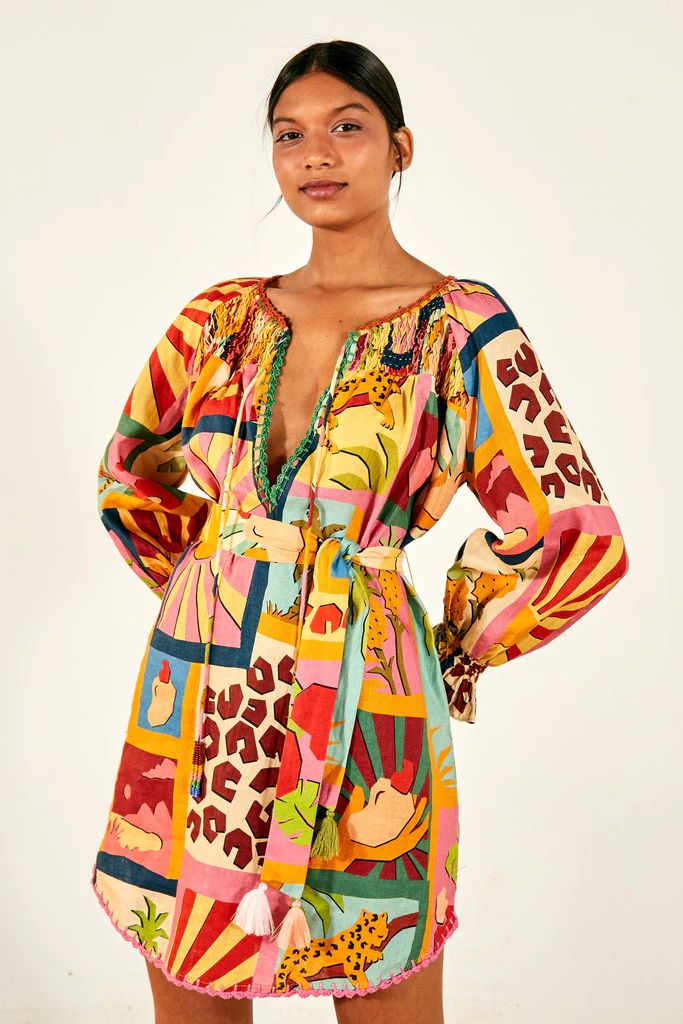 tropical collage tunic dress | FarmRio
