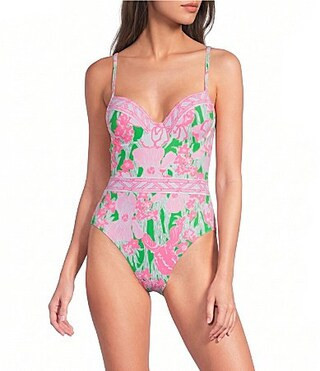 Lilly Pulitzer Palma Border Print One Piece Swimsuit - 8 | Dillard's