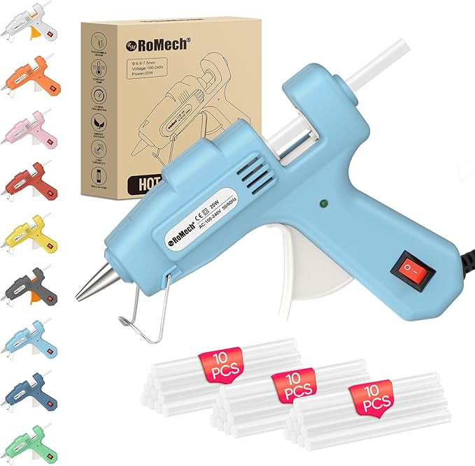 ROMECH 20W Mini Hot Glue Gun with 30 Glue Sticks Set, Fast Preheating Hot Glue Gun Kit Heavy Duty... | Amazon (US)